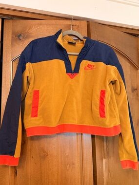 Nike Colorblock Fleece Pullover - Mustard, Navy & Orange